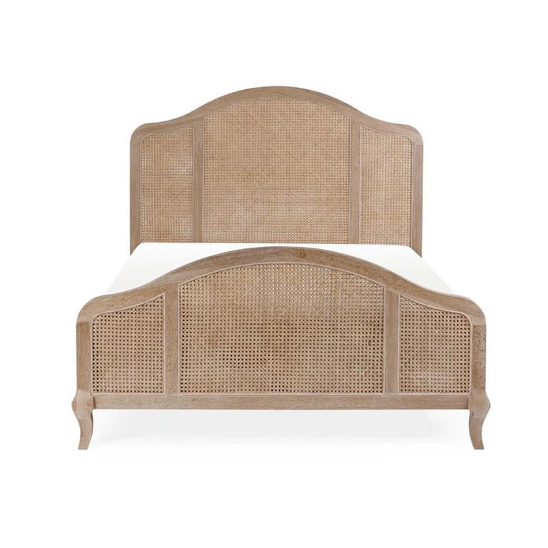 Fleur Rattan Bed - Oak - Sizes Available