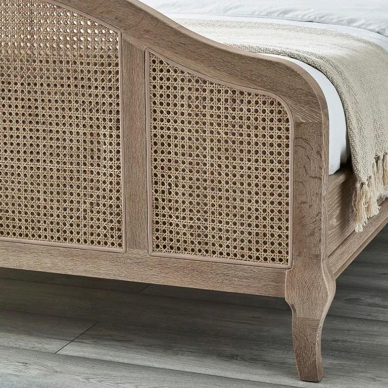 Fleur Rattan Bed - Oak - Sizes Available