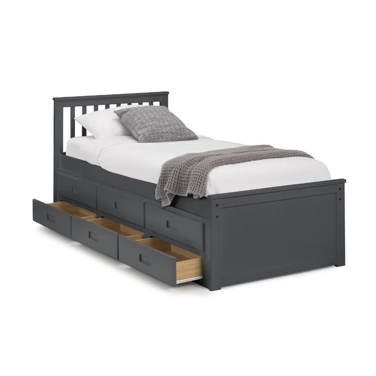 Maisie Bed with Underbed Drawer - Dark Grey