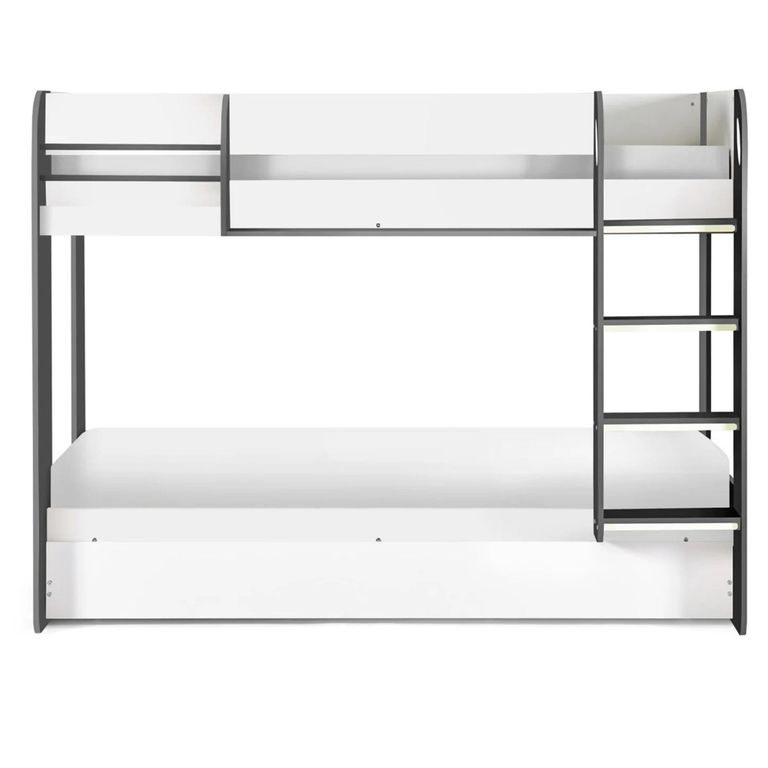 Mars Bunk Bed - Charcoal Oak with White Fabric