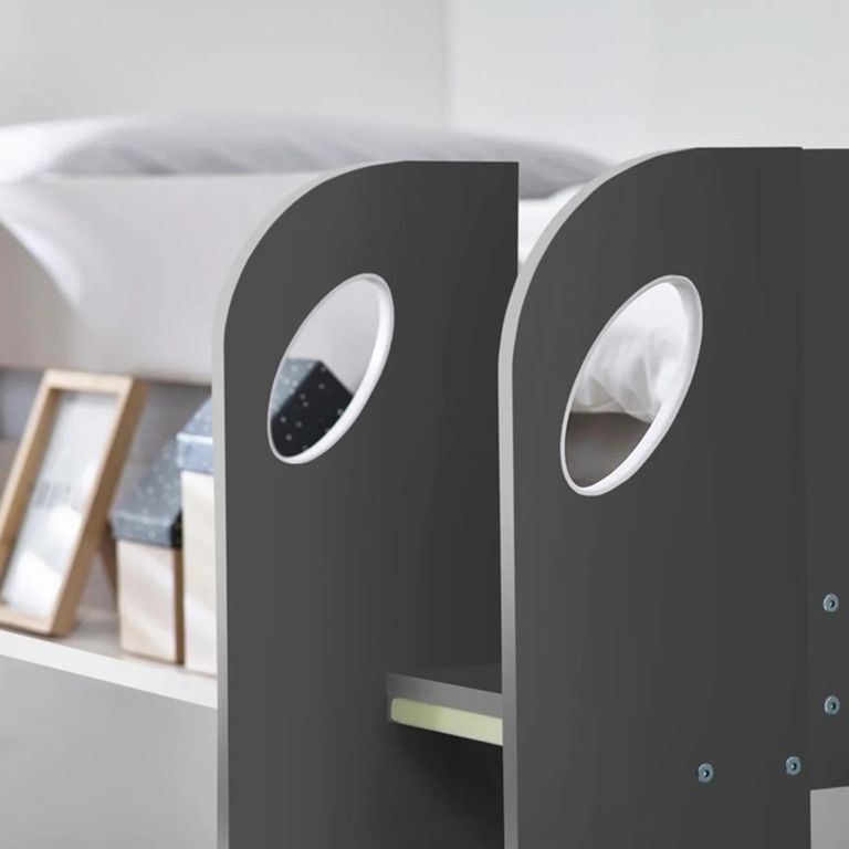 Mars Bunk Bed - Charcoal Oak with White Fabric