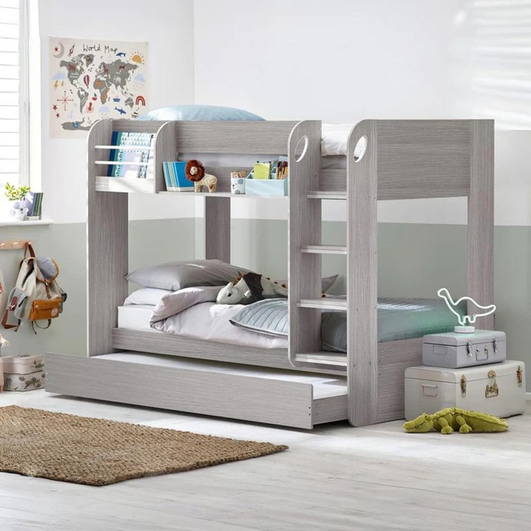 Mars Bunk Bed - Grey Oak with White Fabric