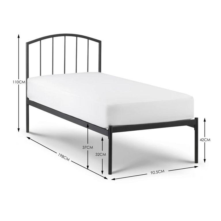 Onyx Metal Frame Bed - Grey - Sizes Available