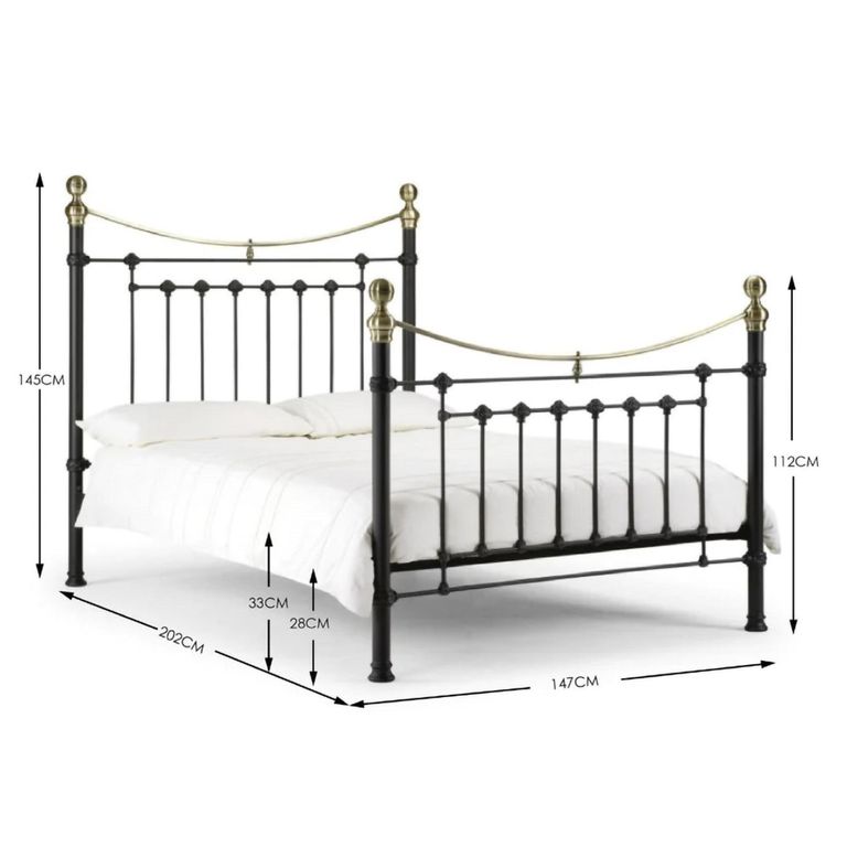 Victoria Metal Frame Bed - Black - Sizes Available