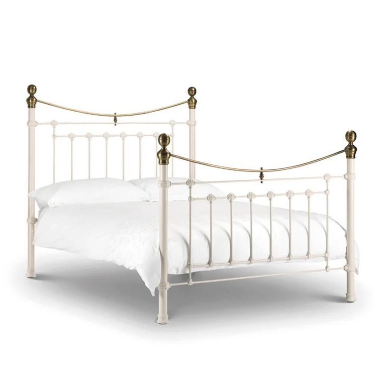 Victoria Metal Frame Bed - White - Sizes Available
