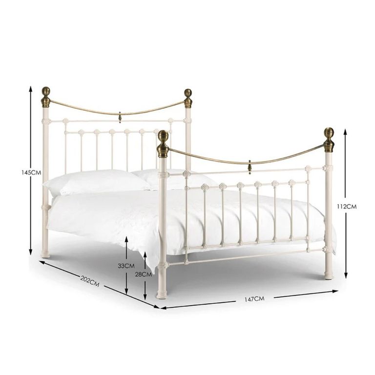 Victoria Metal Frame Bed - White - Sizes Available