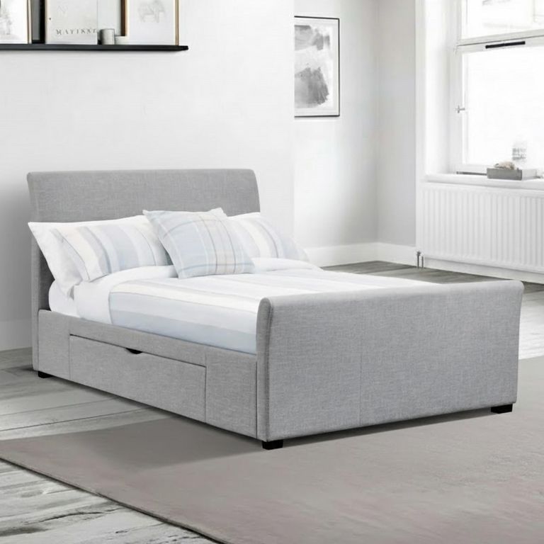 Capri Storage Bed - Light Grey Fabric - Sizes Available
