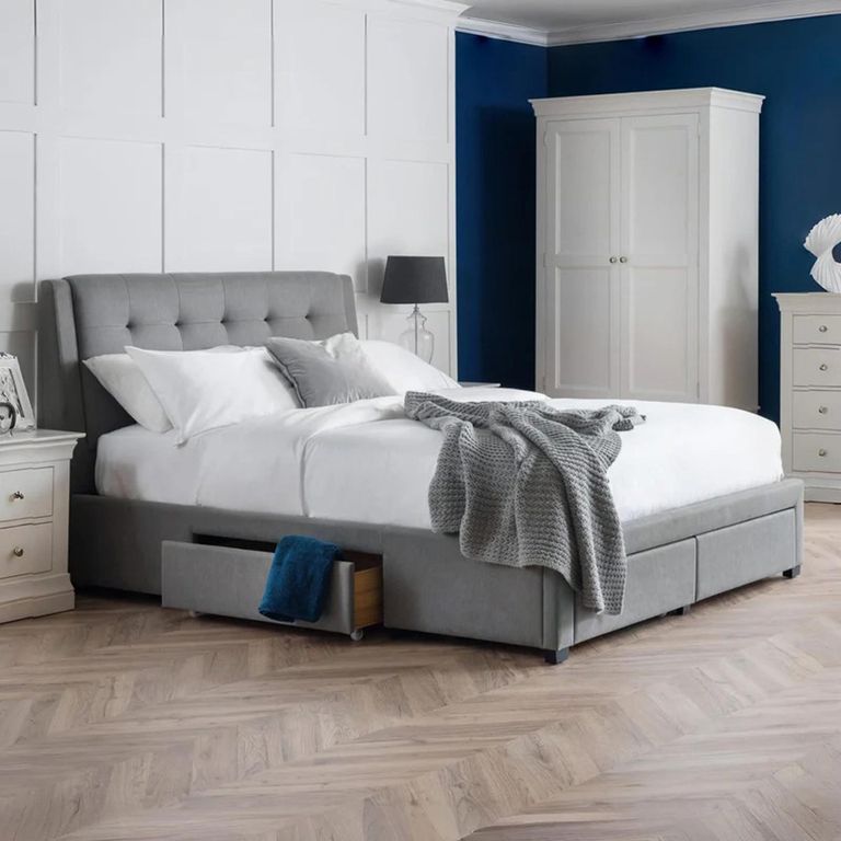 Fullerton Storage Bed - Grey Fabric - Sizes Available