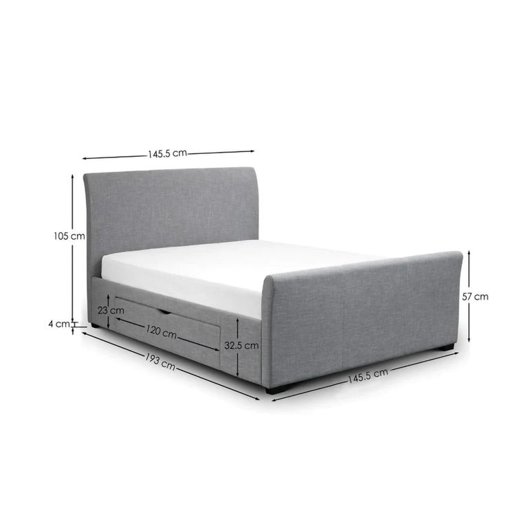 Capri Storage Bed - Light Grey Fabric - Sizes Available