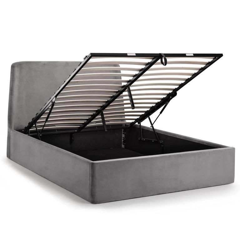 Frida Ottoman Storage Bed - Grey Fabric - Sizes Available