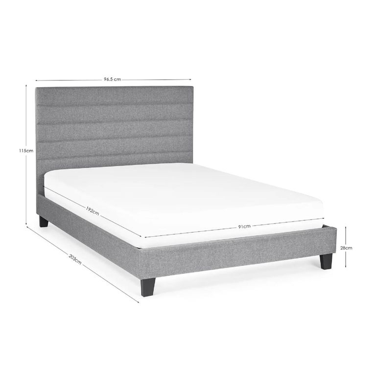 Merida Bed - Grey Fabric - Sizes Available