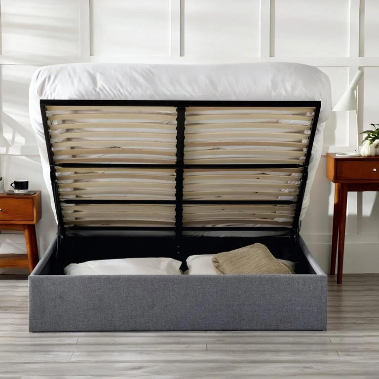 Merida Ottoman Storage Bed - Grey Fabric - Sizes Available