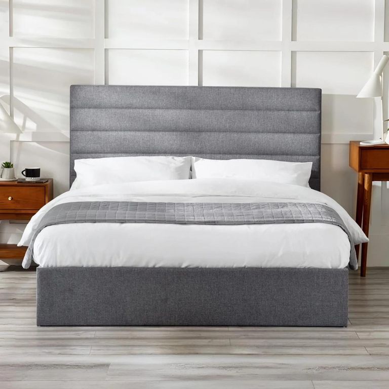 Merida Ottoman Storage Bed - Grey Fabric - Sizes Available