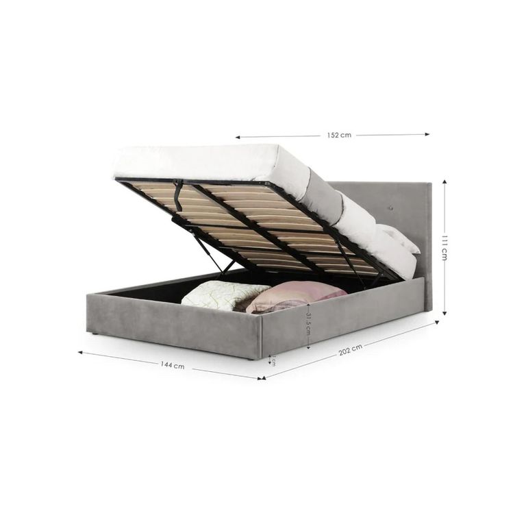 Shoreditch Ottoman Storage Bed - Grey Fabric - Sizes Available