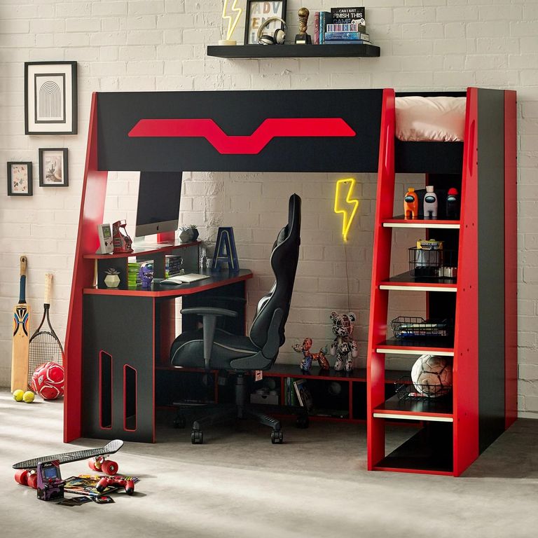 Eagle Gaming Highsleeper Bunk Bed - Black and Red