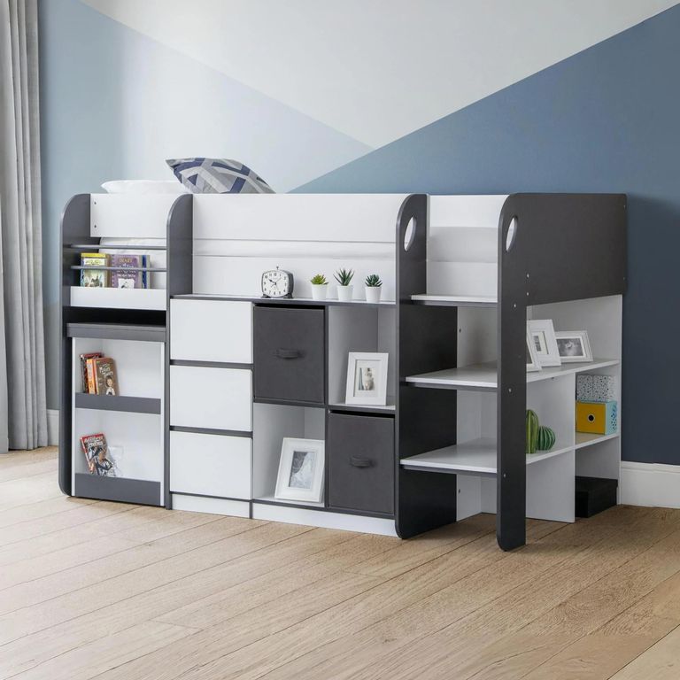 Saturn Midsleeper Bed - White and Grey