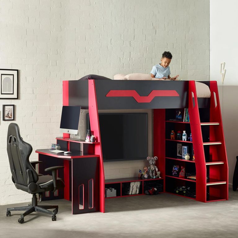 Eagle Gaming Highsleeper Bunk Bed - Black and Red