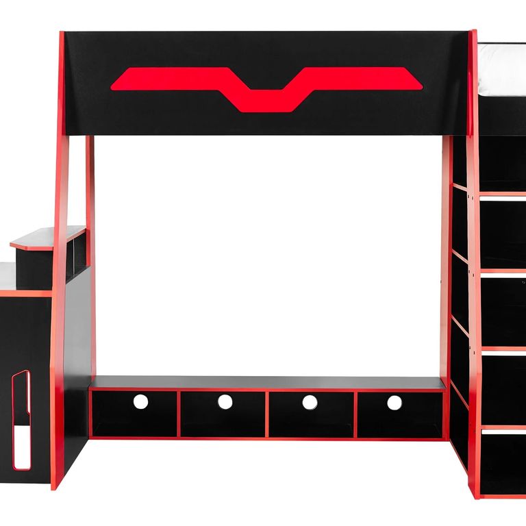 Eagle Gaming Highsleeper Bunk Bed - Black and Red