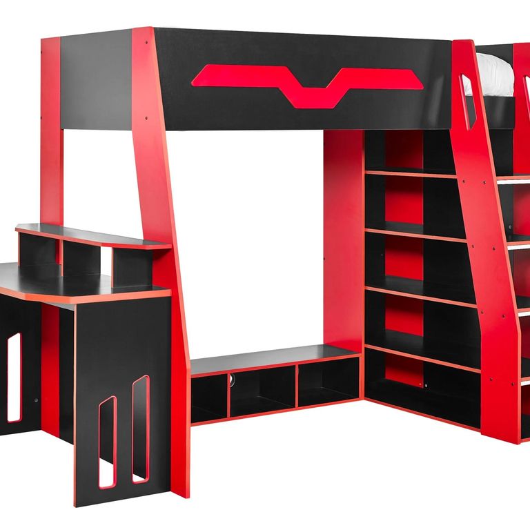 Eagle Gaming Highsleeper Bunk Bed - Black and Red