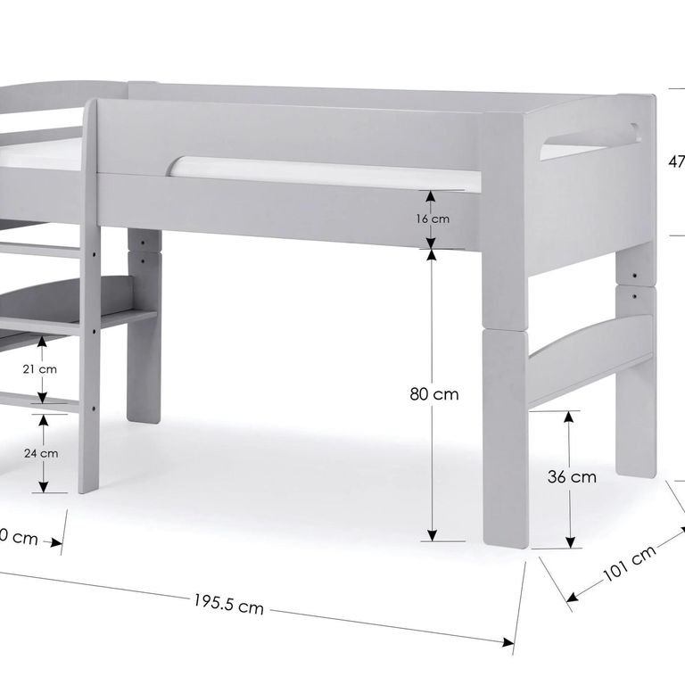 Pluto Midsleeper Bed - Grey