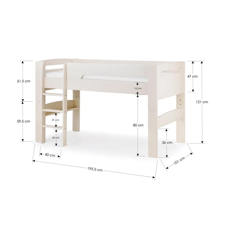 Pluto Midsleeper Bed - White