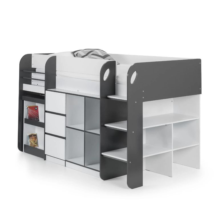 Saturn Midsleeper Bed - White and Grey