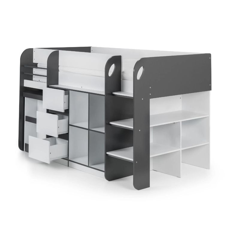 Saturn Midsleeper Bed - White and Grey