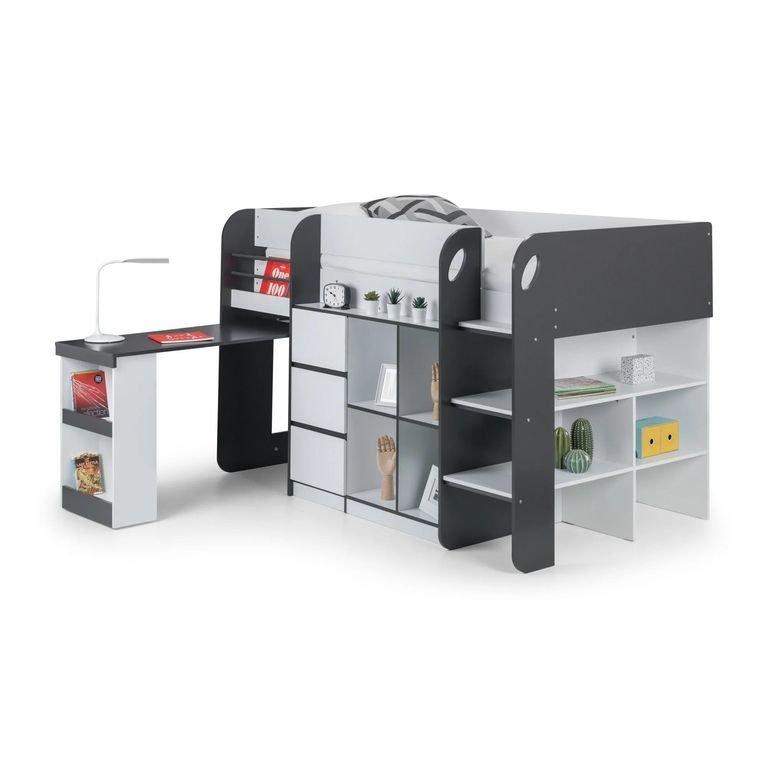 Saturn Midsleeper Bed - White and Grey