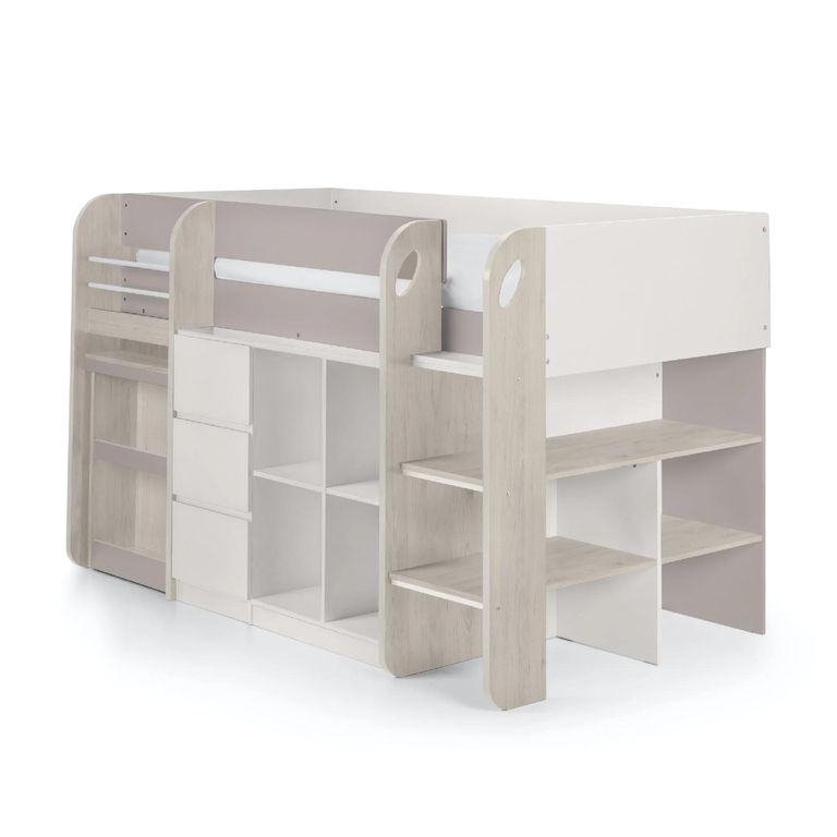 Saturn Midsleeper Bed - White and Taupe