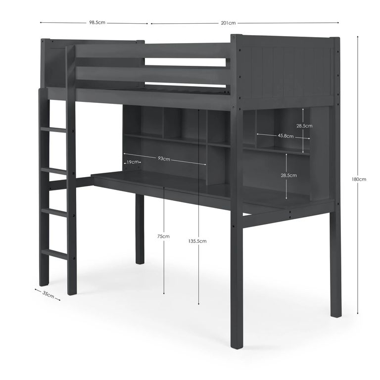 Titan Highsleeper Bed - Dark Grey