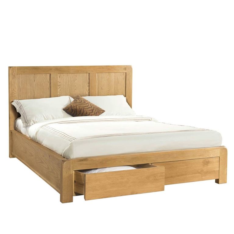 Curve Storage Bed - 2 Drawer - Oak - Sizes Available