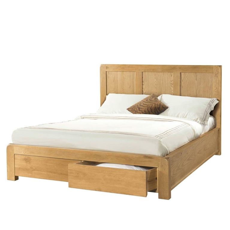 Curve Storage Bed - 2 Drawer - Oak - Sizes Available