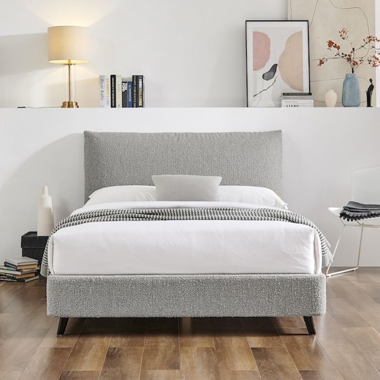 Luis Dove Grey Boucle Fabric Bed - 5ft King Size