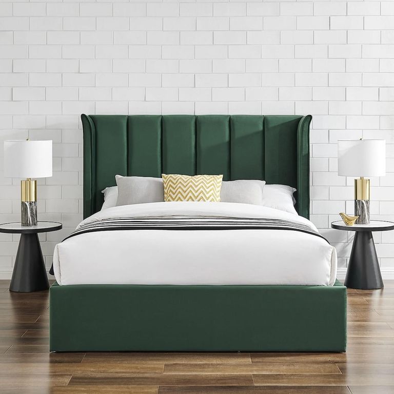 Posey Emerald Green Fabric Ottoman Bed - Sizes Available