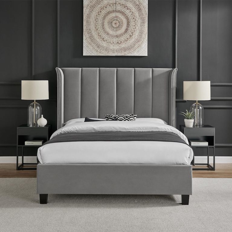 Posey Grey Fabric Bed - Sizes Available