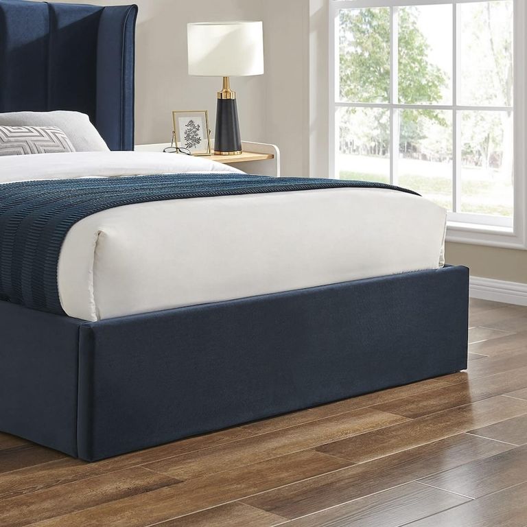 Posey Navy Blue Fabric Ottoman Bed - Sizes Available