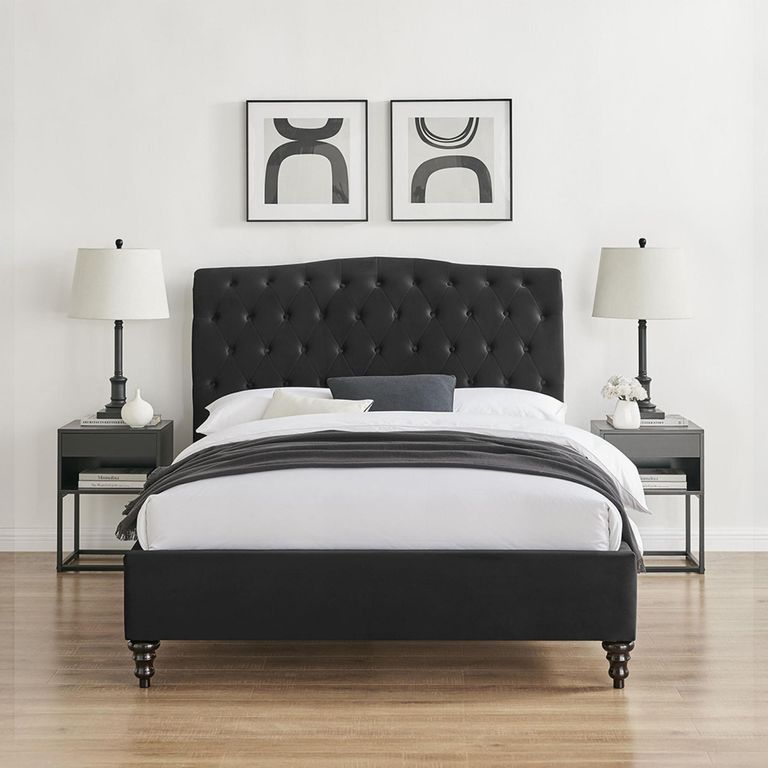 Roma Black Fabric Bed - Sizes Available