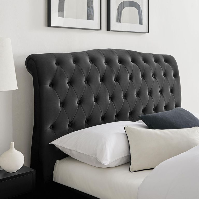 Roma Black Fabric Bed - Sizes Available