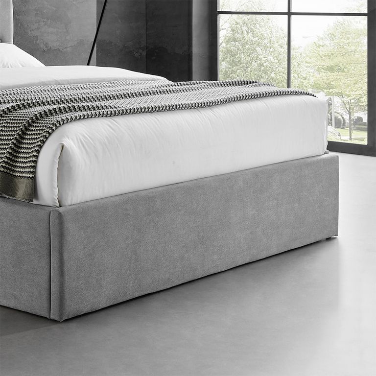 Roma Light Grey Fabric Ottoman Bed - Sizes Available