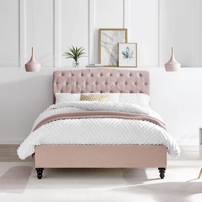Roma Pink Fabric Bed - Sizes Available