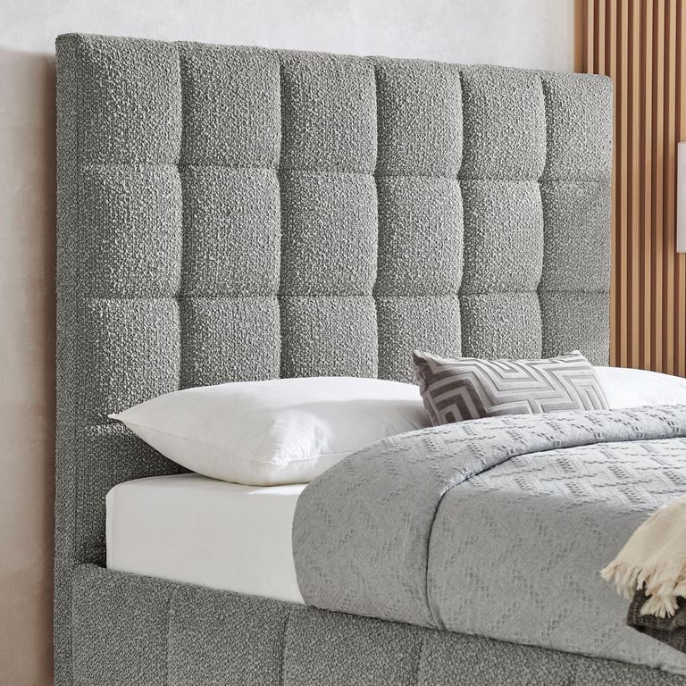 Stark Dove Grey Boucle Fabric Bed - Sizes Available