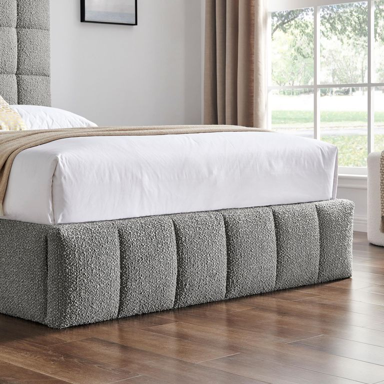 Stark Dove Grey Boucle Fabric Ottoman Bed - Sizes Available