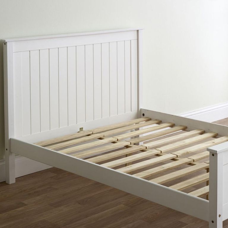 Travis White Wooden Bed - High Footend - Sizes Available