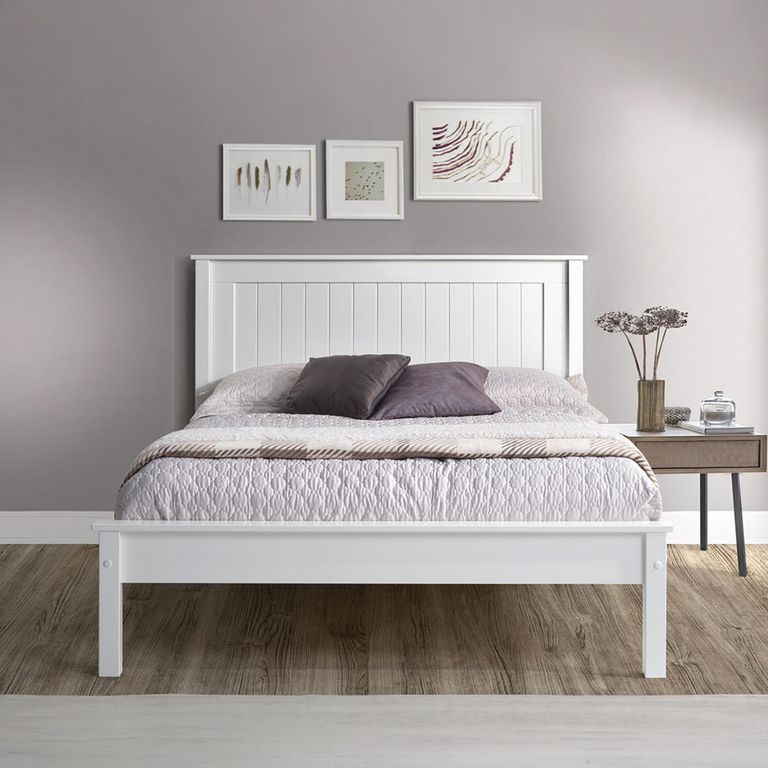 Travis White Wooden Bed - Low Footend - Sizes Available