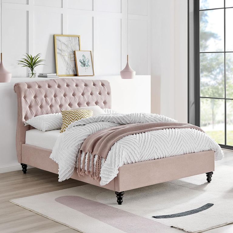 Roma Pink Fabric Bed - Sizes Available