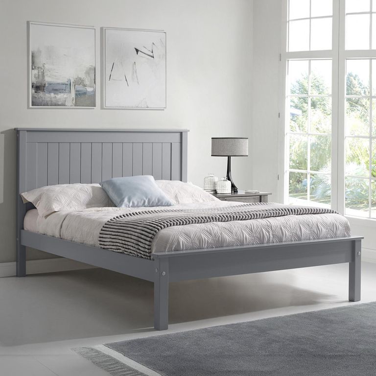 Travis Grey Wooden Bed - Low Footend - Sizes Available