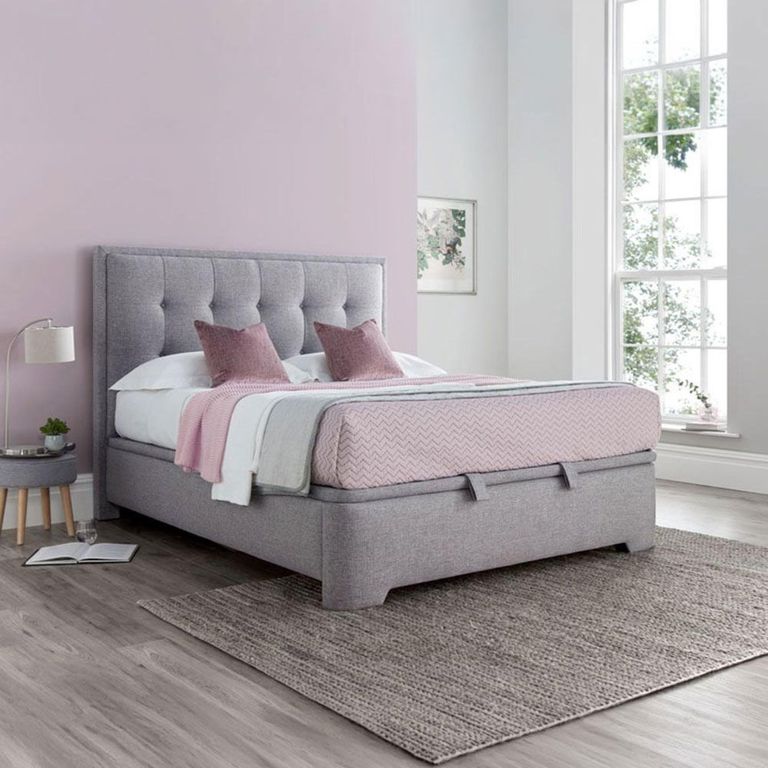 Falstone Ottoman Storage Bed - Marbella Grey Fabric - Sizes Available