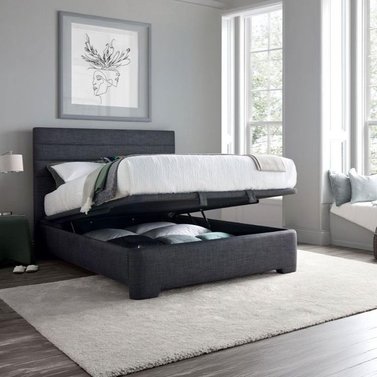 Appleby Ottoman Storage Bed - Pendle Slate Fabric - Sizes Available