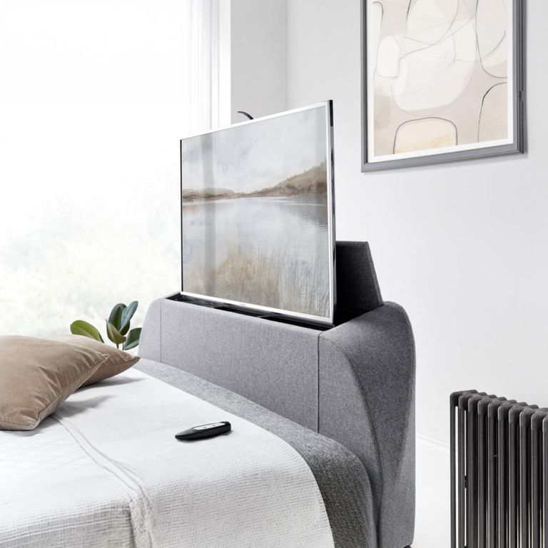 Appleton Ottoman Storage TV Bed - Marbella Grey Fabric - Sizes Available