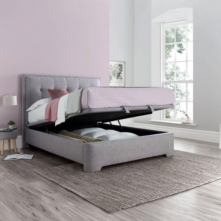 Falstone Ottoman Storage Bed - Marbella Grey Fabric - Sizes Available
